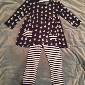 Arshiner Little Girls 2 pcs Outfit Set Bunny Long Sleeve size 4-5t Navyblue